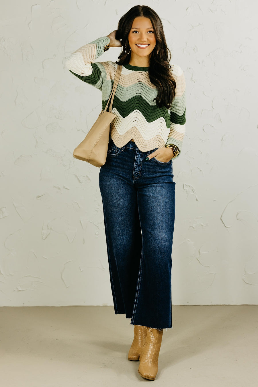 The Abigail Wave Color Block Sweater