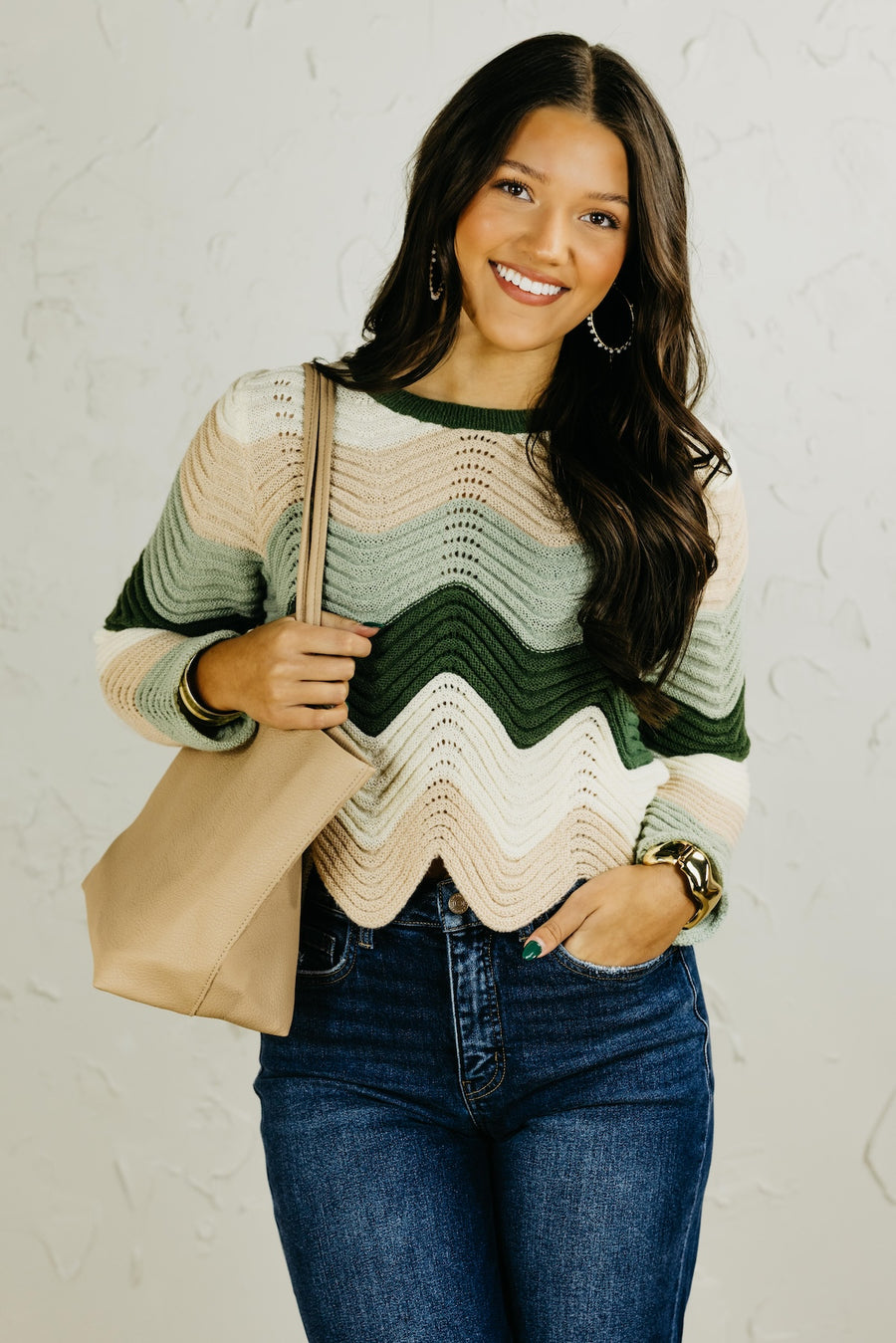 The Abigail Wave Color Block Sweater