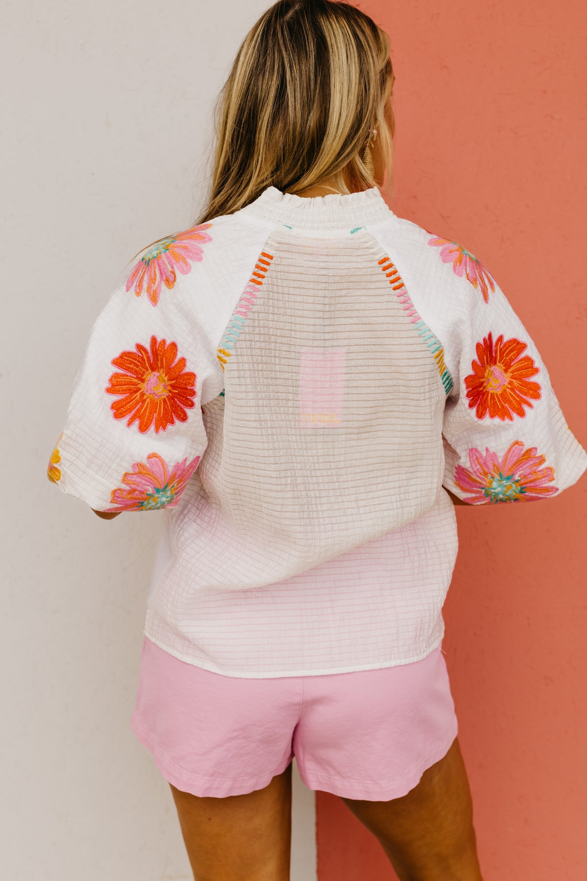 The Brooks Embroidered Puff Sleeve Top