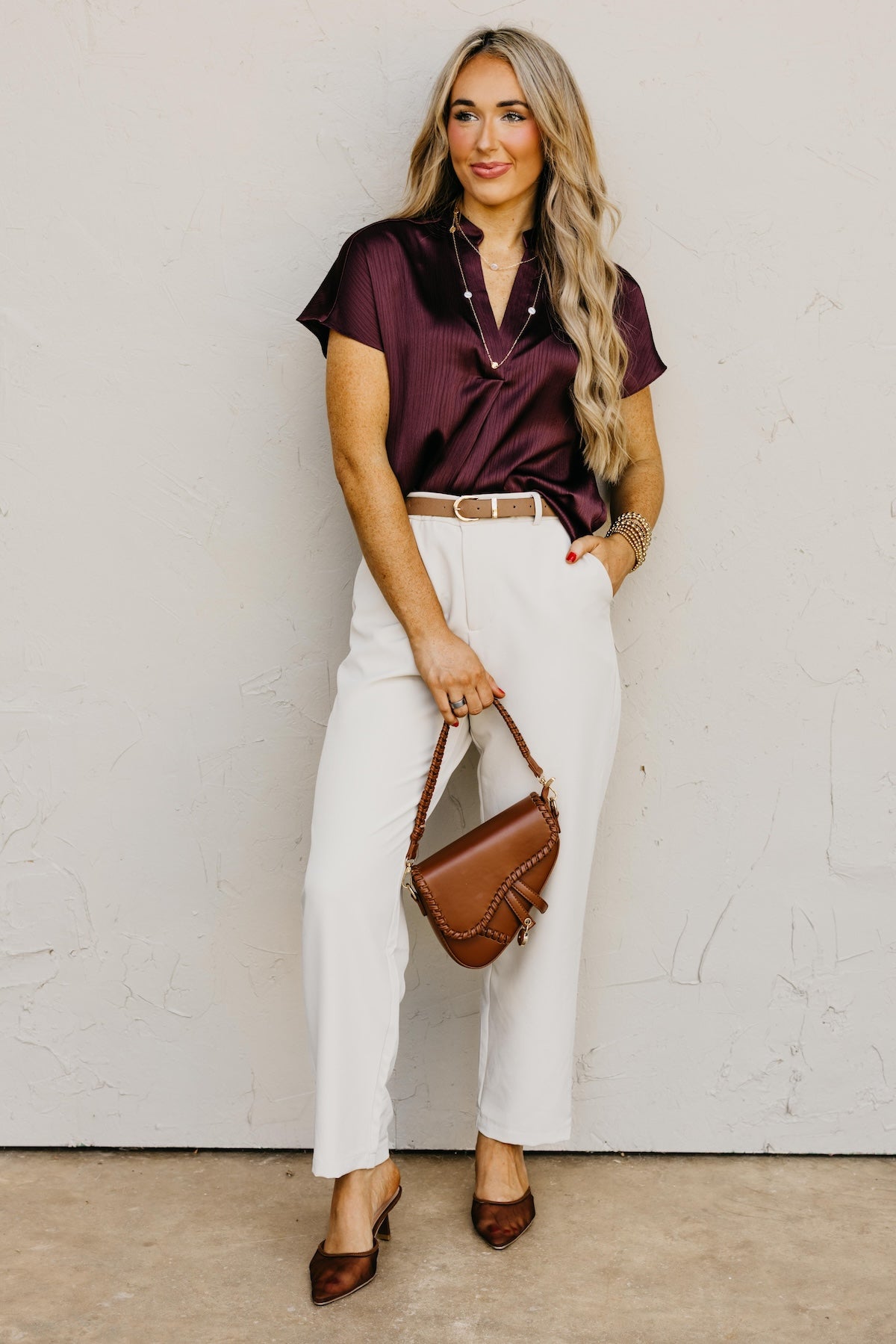 The Melanie Drop Shoulder Crinkle Blouse