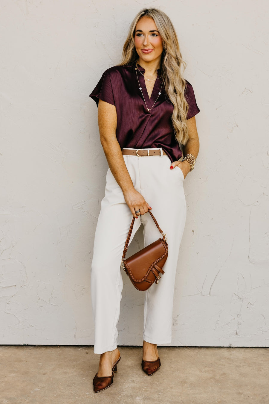 The Melanie Drop Shoulder Crinkle Blouse