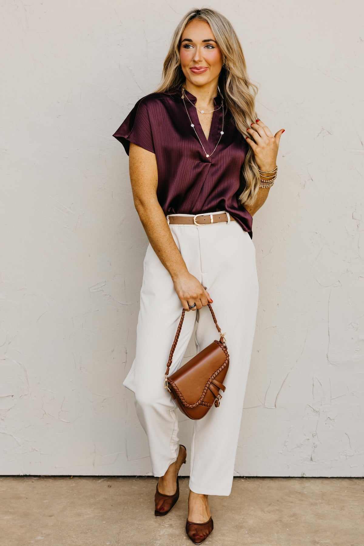 The Melanie Drop Shoulder Crinkle Blouse