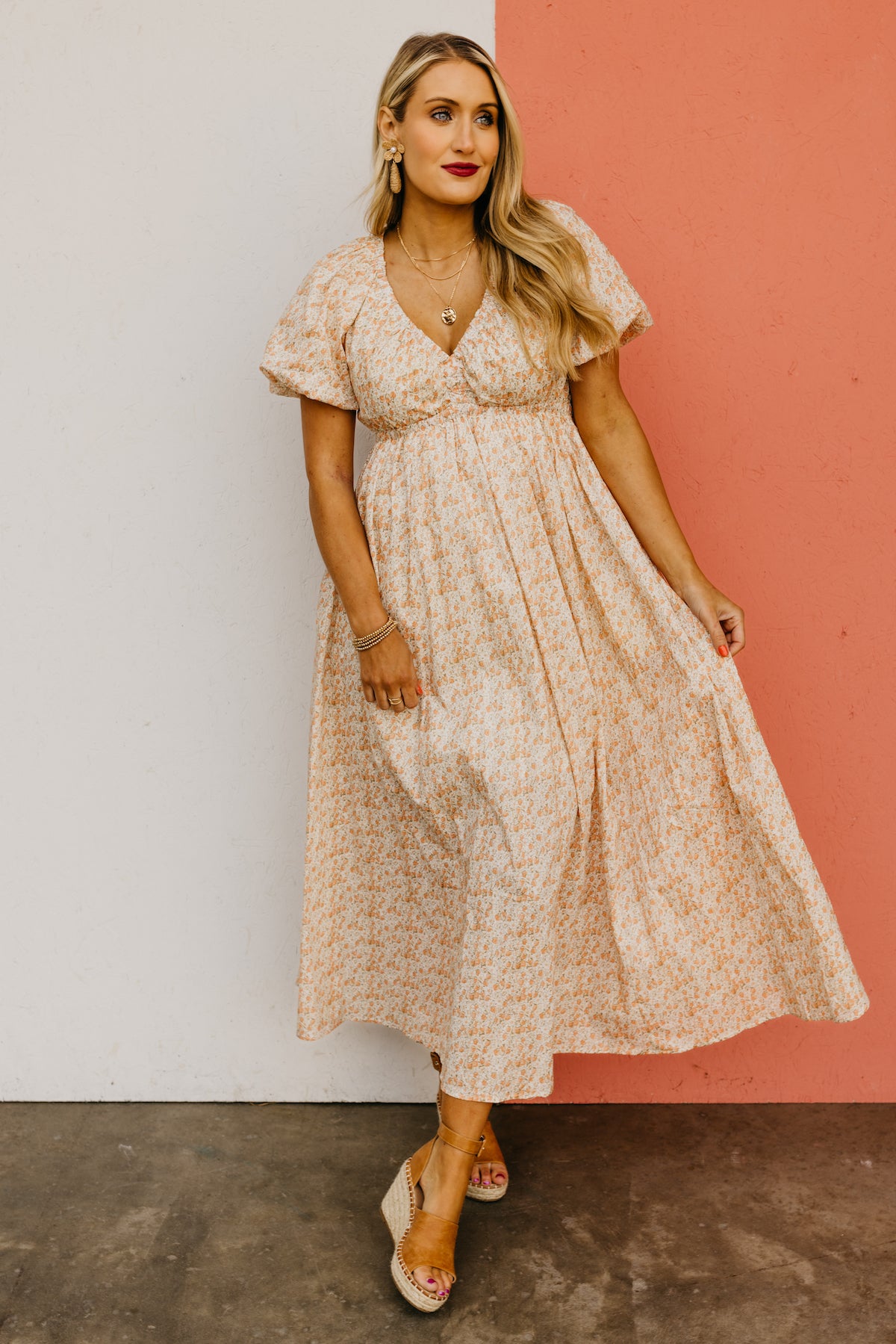 The Stephen Strawberry Puff Sleeve Maxi Dress