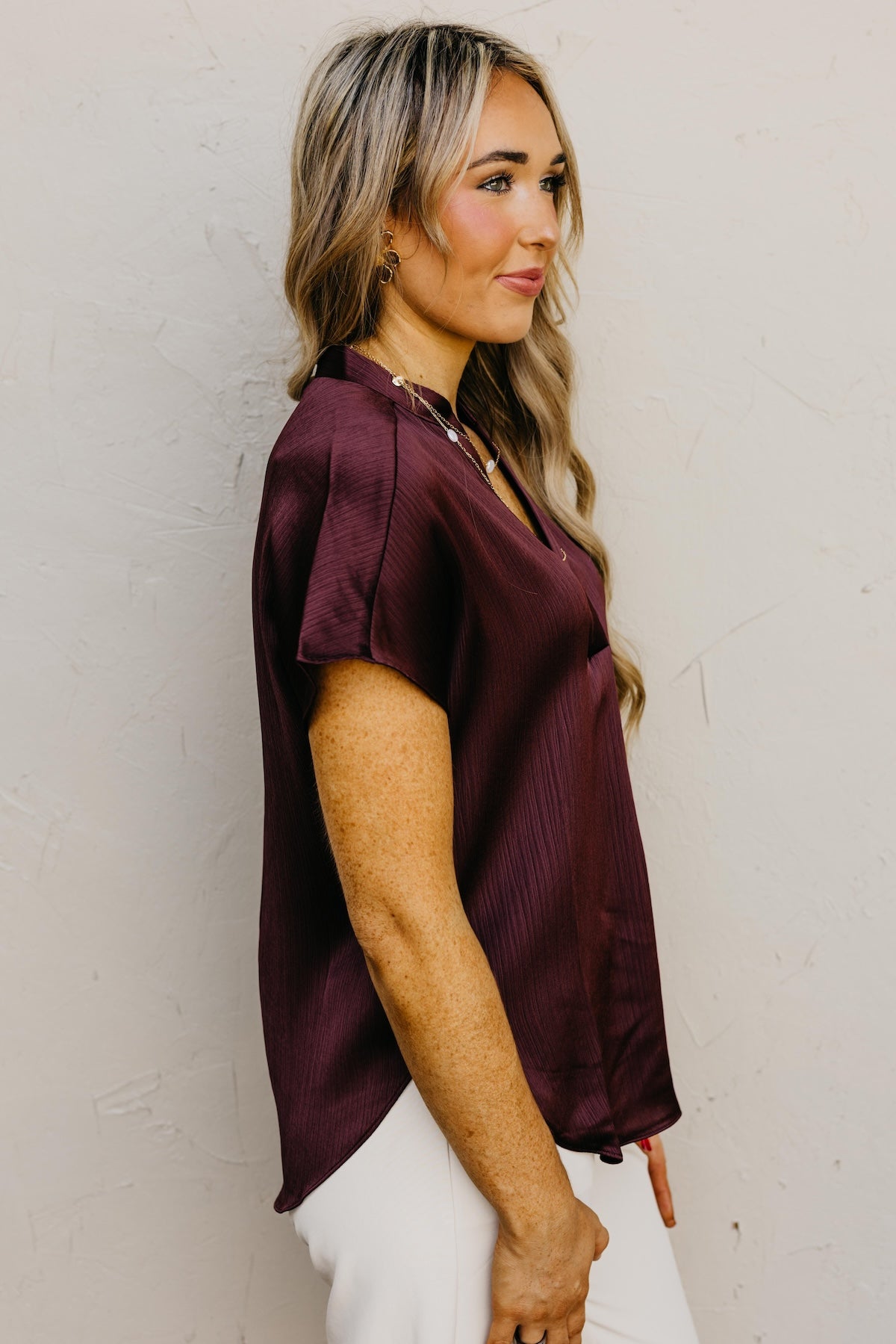 The Melanie Drop Shoulder Crinkle Blouse