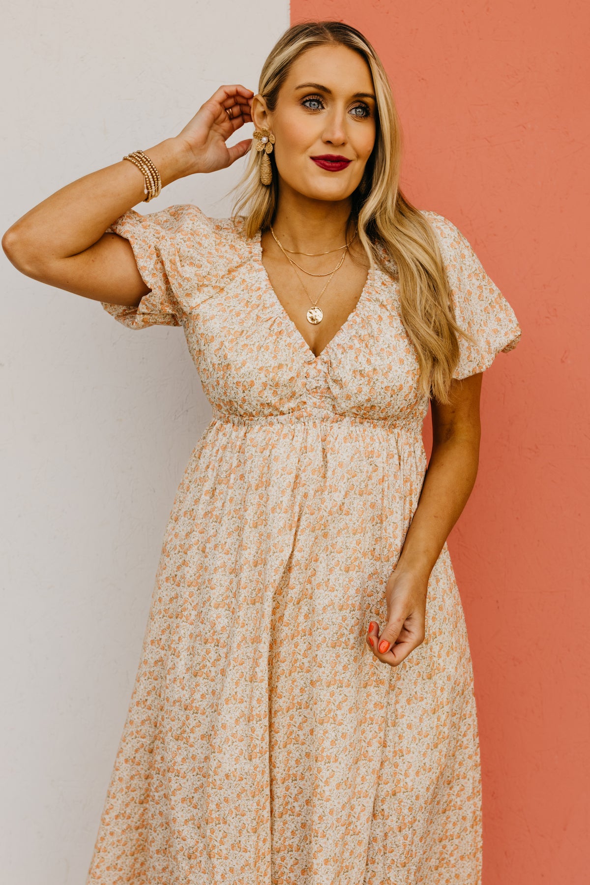 The Stephen Strawberry Puff Sleeve Maxi Dress