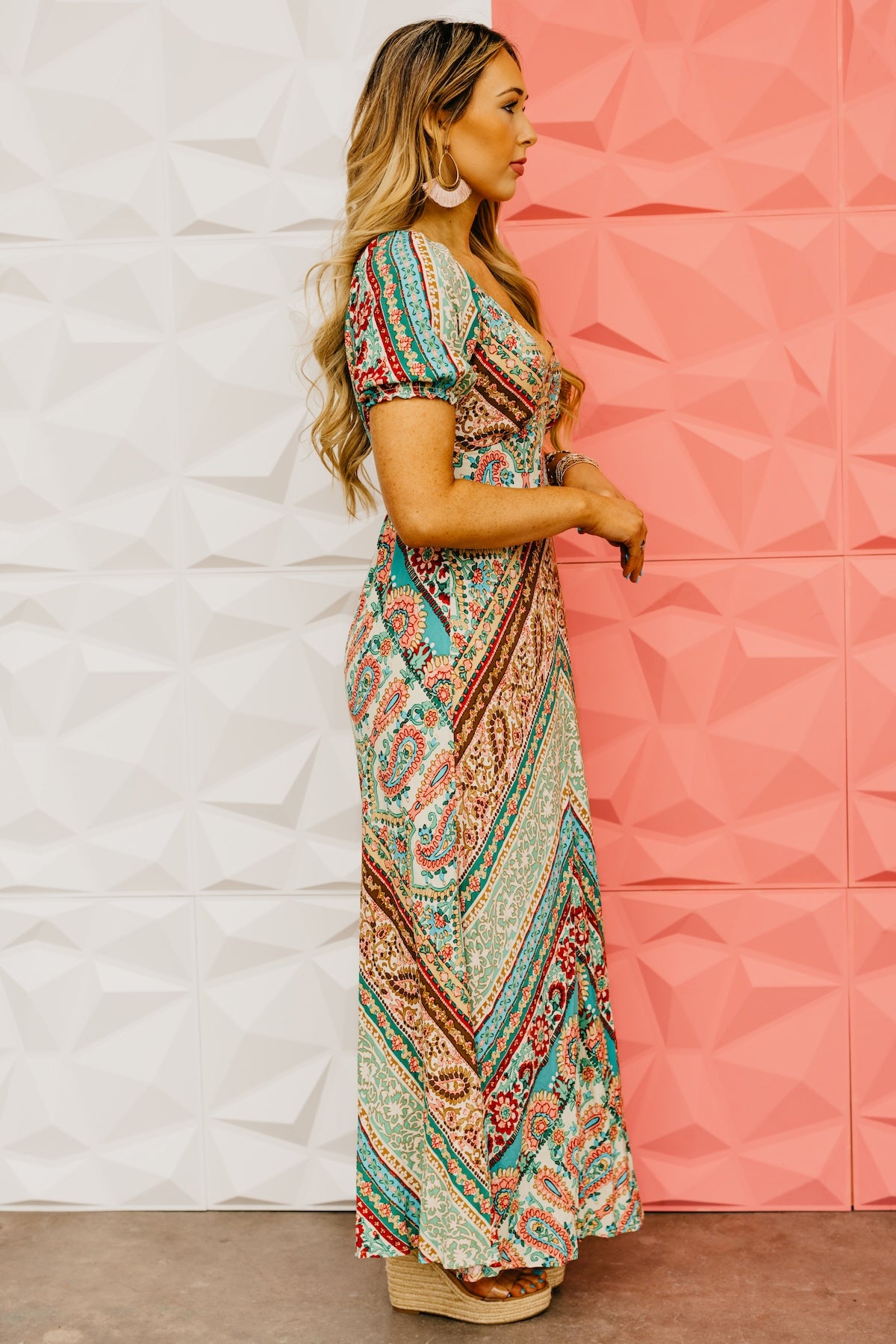 LoveStitch | The Tinley Floral Puff Sleeve Maxi Dress
