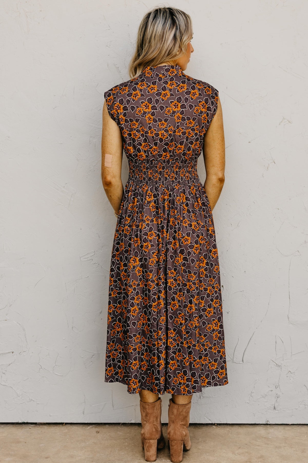 The Elora Floral Zip-Front Midi Dress
