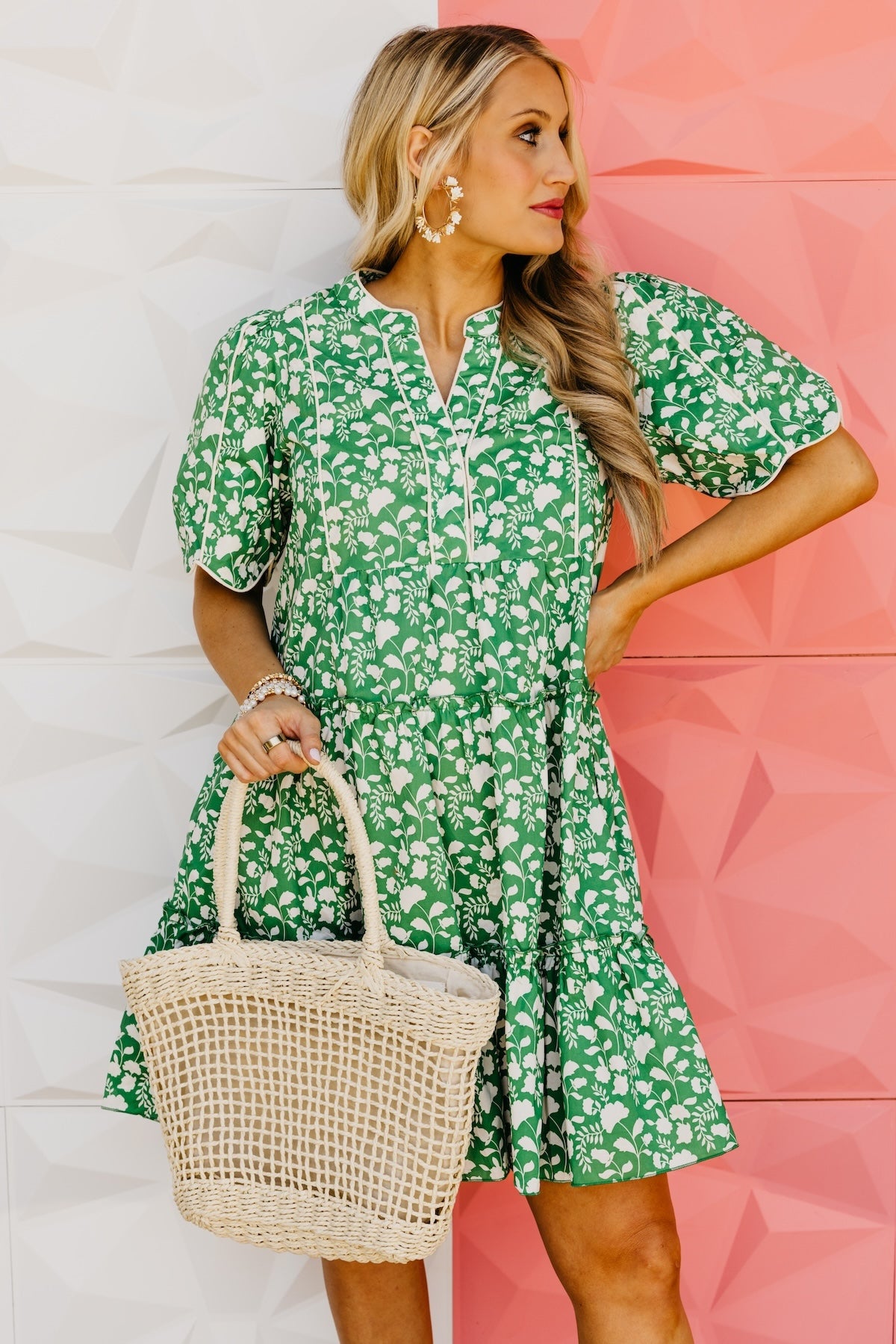 The Erin Tiered Scallop Mini Dress