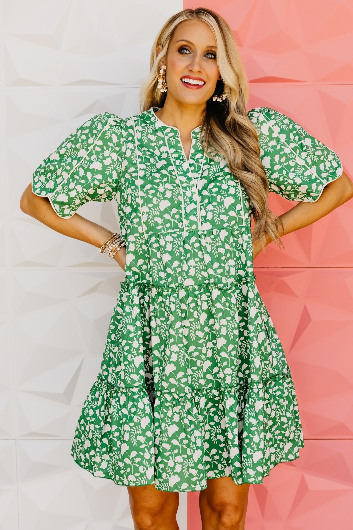 The Erin Tiered Scallop Mini Dress
