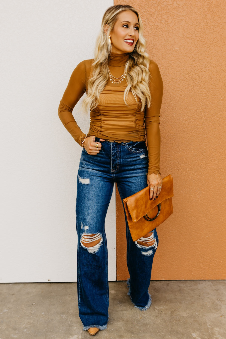 The Romina Ruched Mesh Top