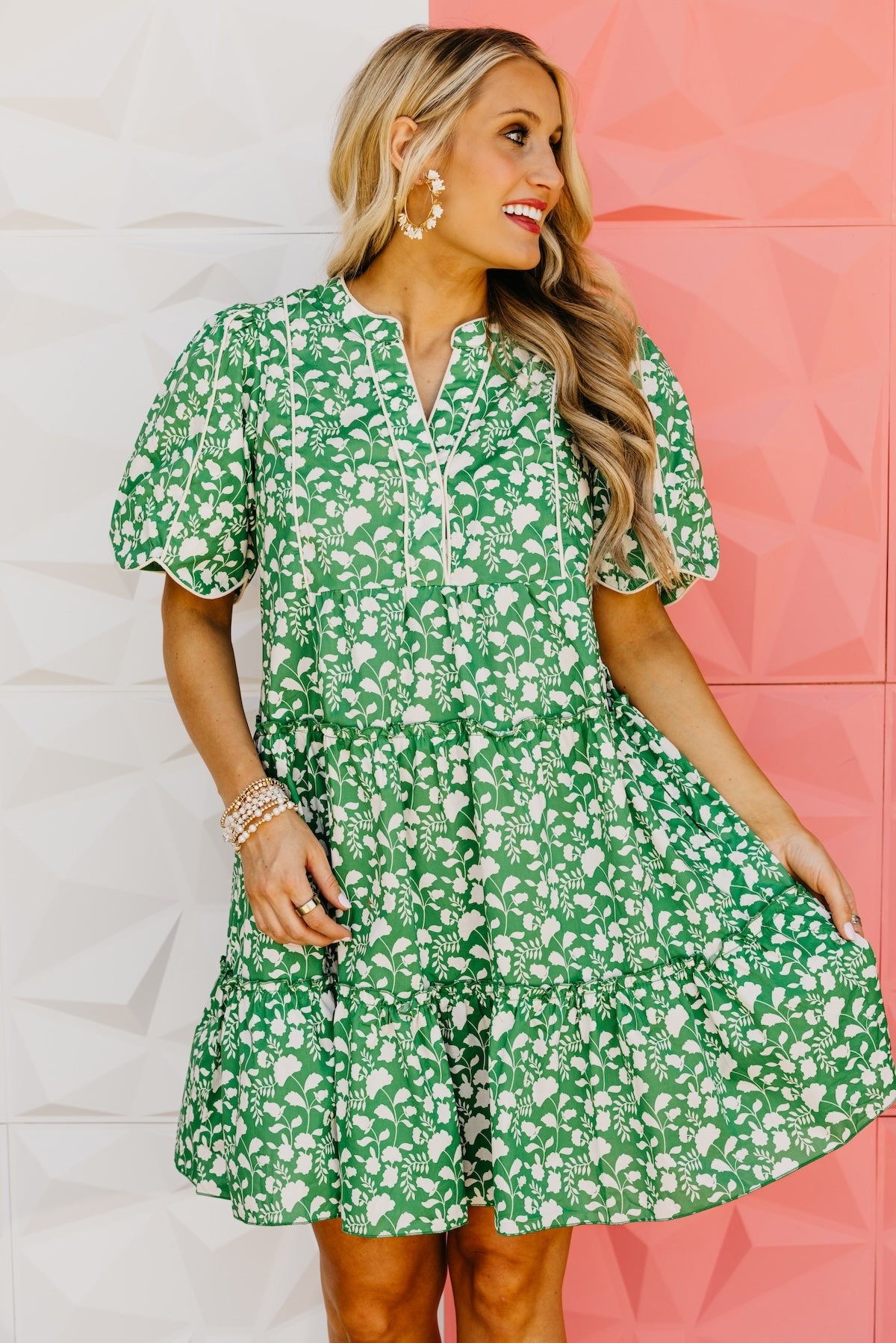 The Erin Tiered Scallop Mini Dress