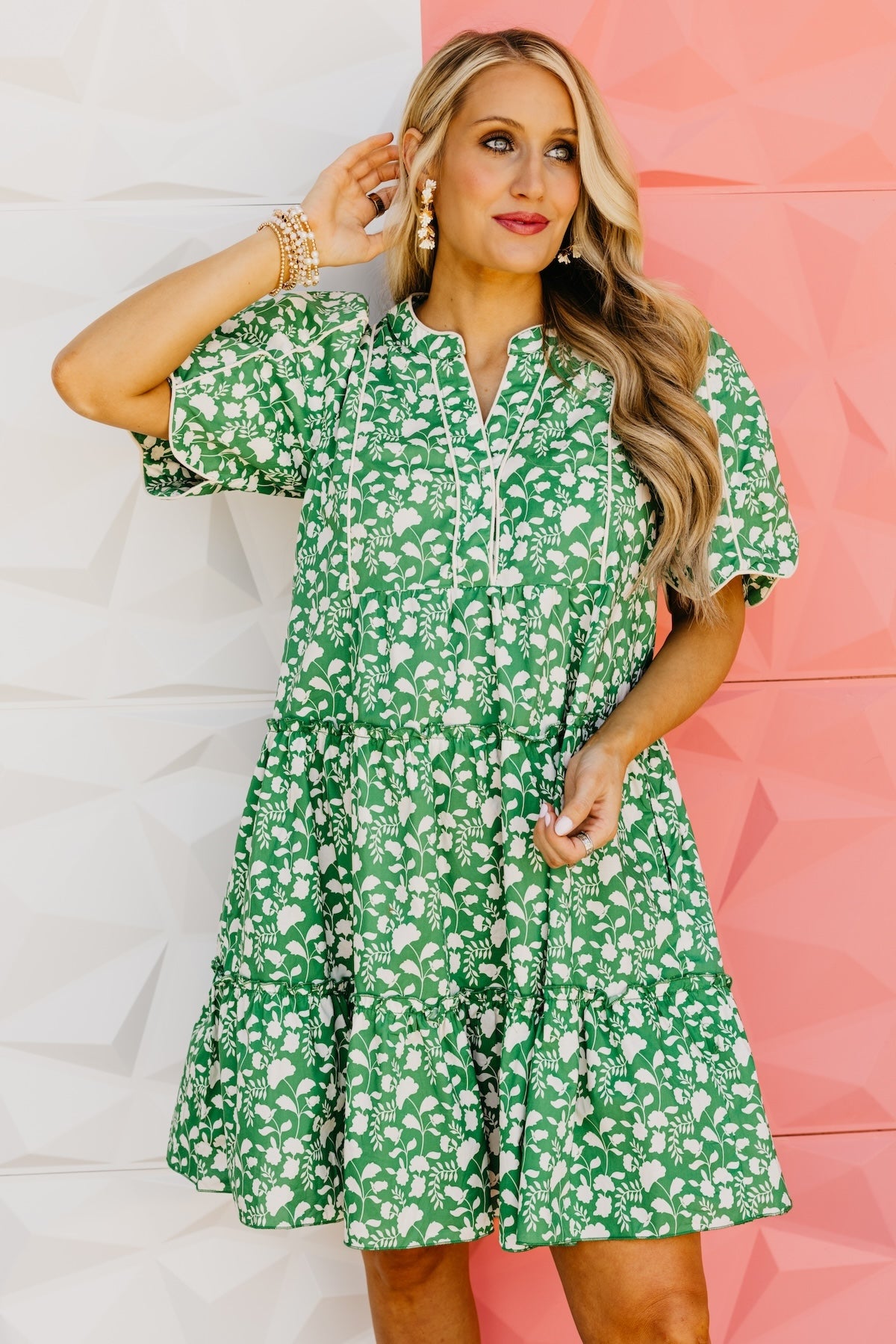 The Erin Tiered Scallop Mini Dress