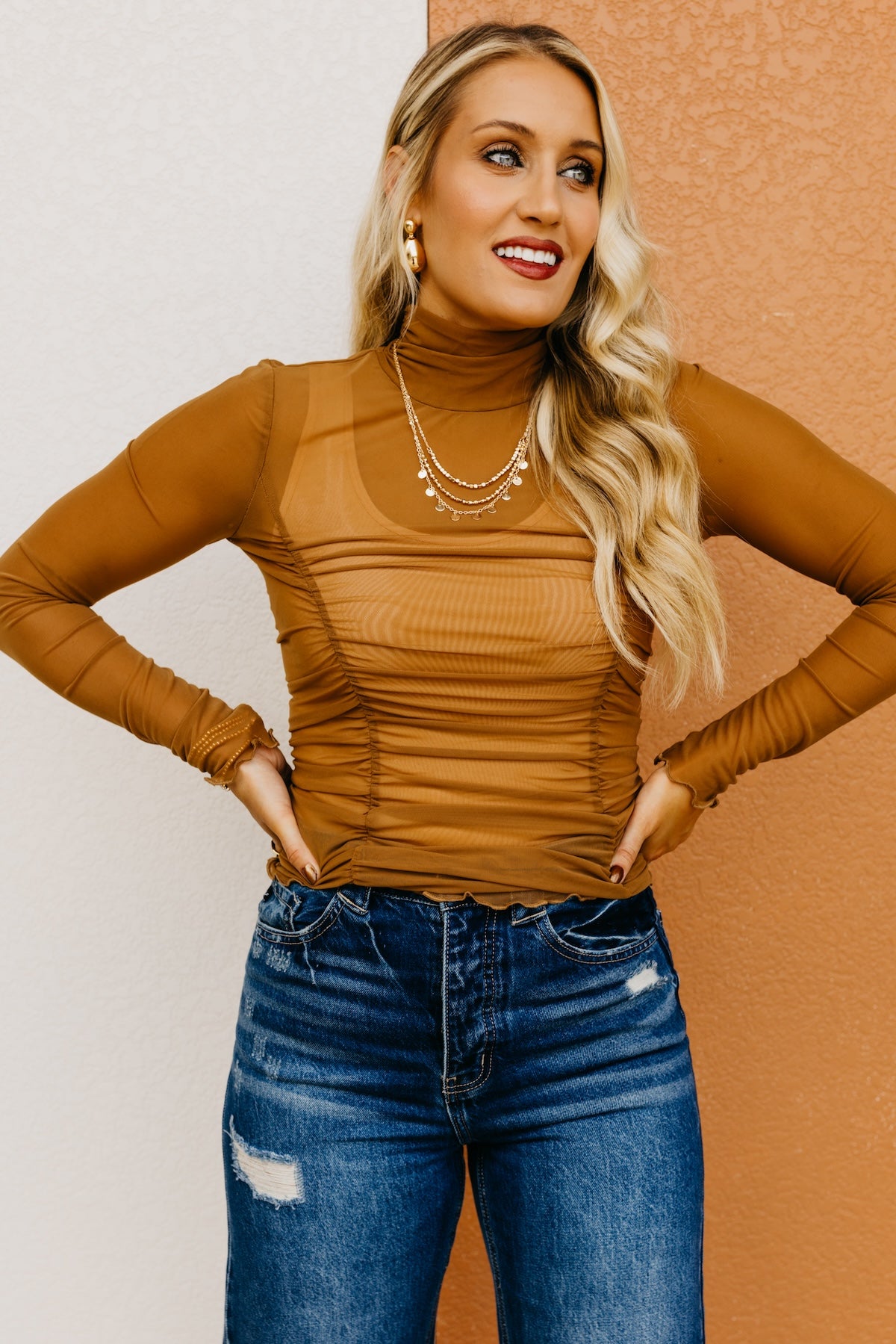 The Romina Ruched Mesh Top | MOD Boutique