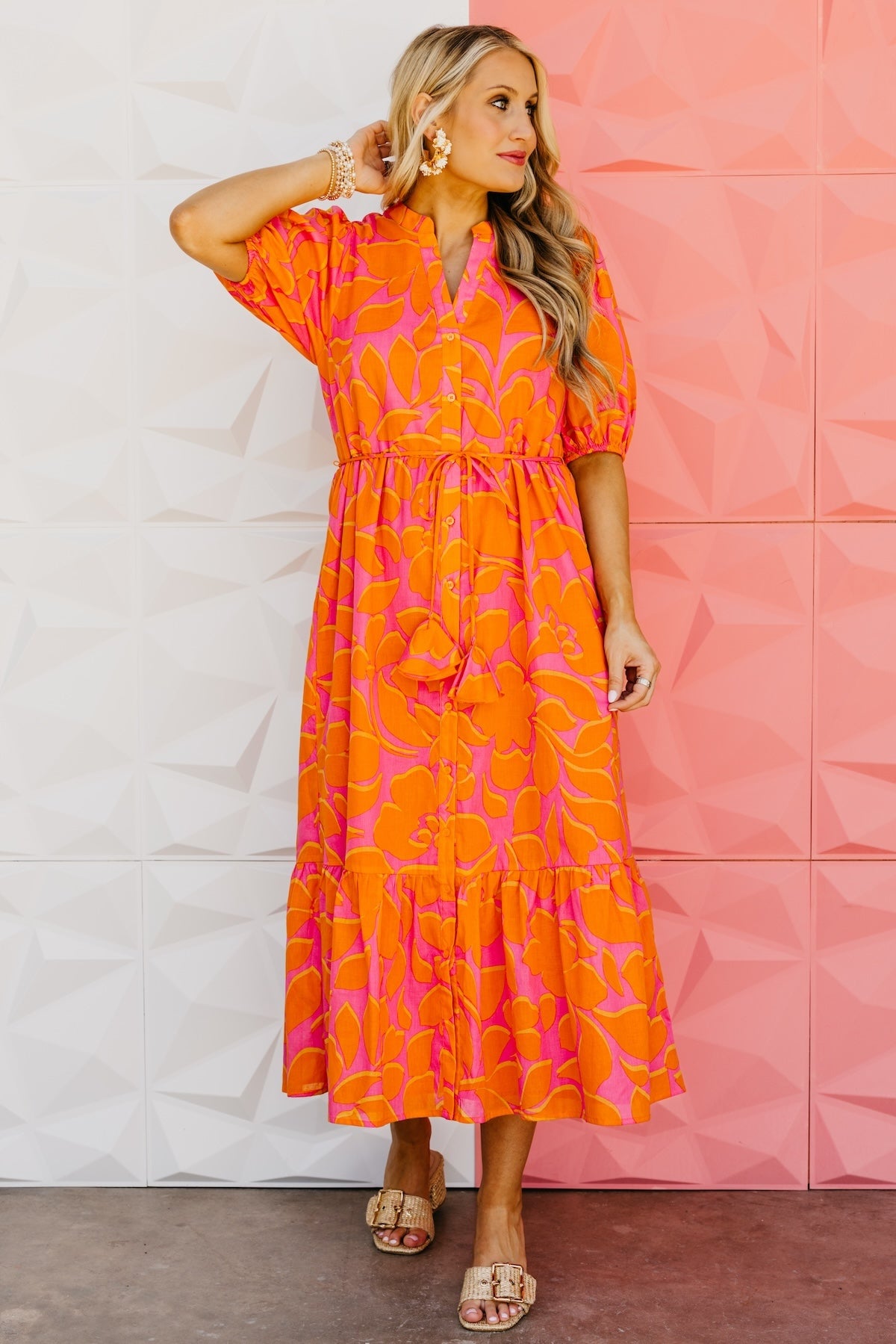 The Troy Floral Button Down Midi Dress