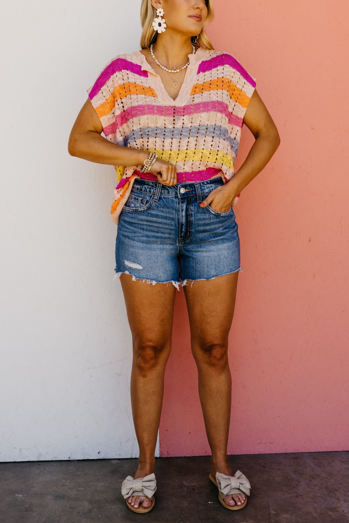 Vervet Denim | The Rebecca Raw Distressed Hem A-Line Shorts
