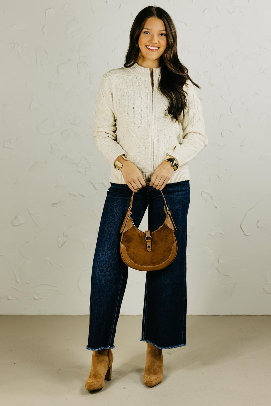 The Ella Zippered Cable Knit Sweater