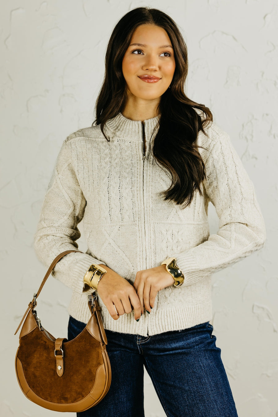 The Ella Zippered Cable Knit Sweater