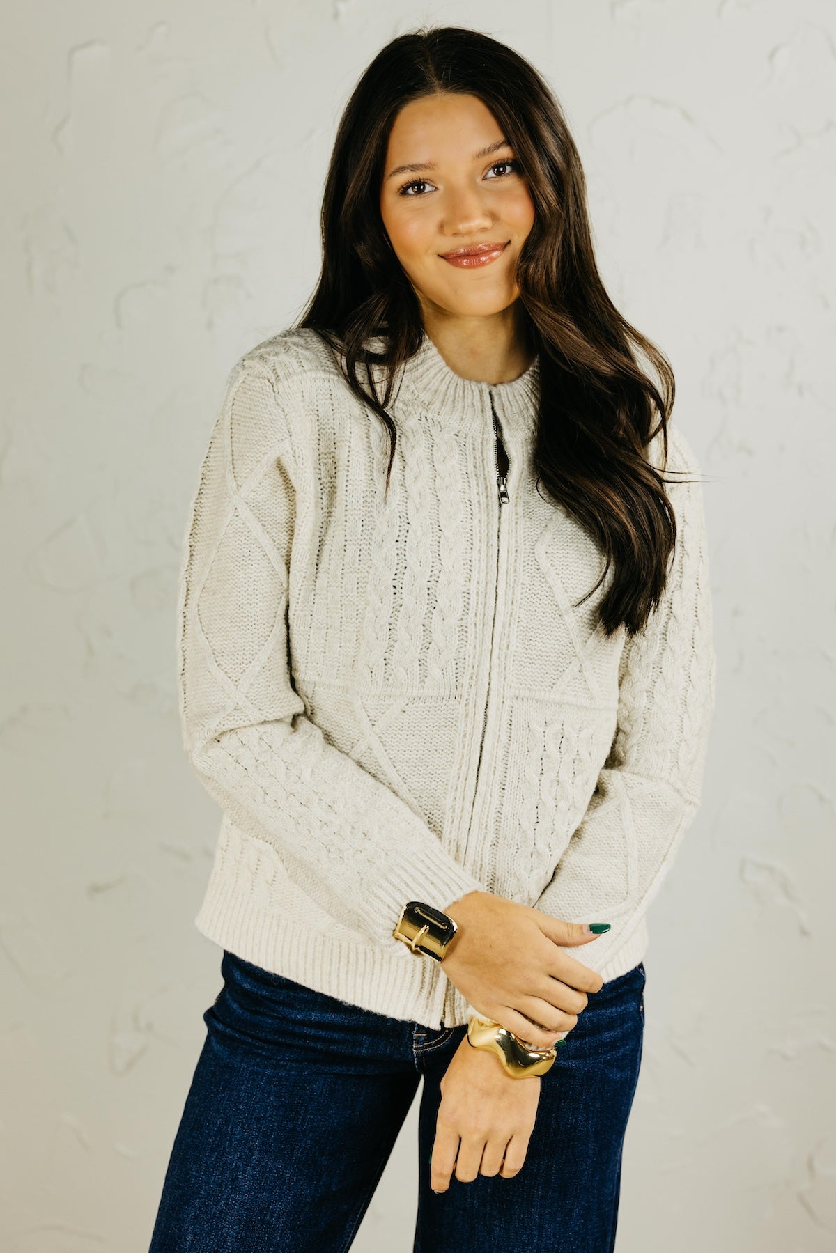 The Ella Zippered Cable Knit Sweater