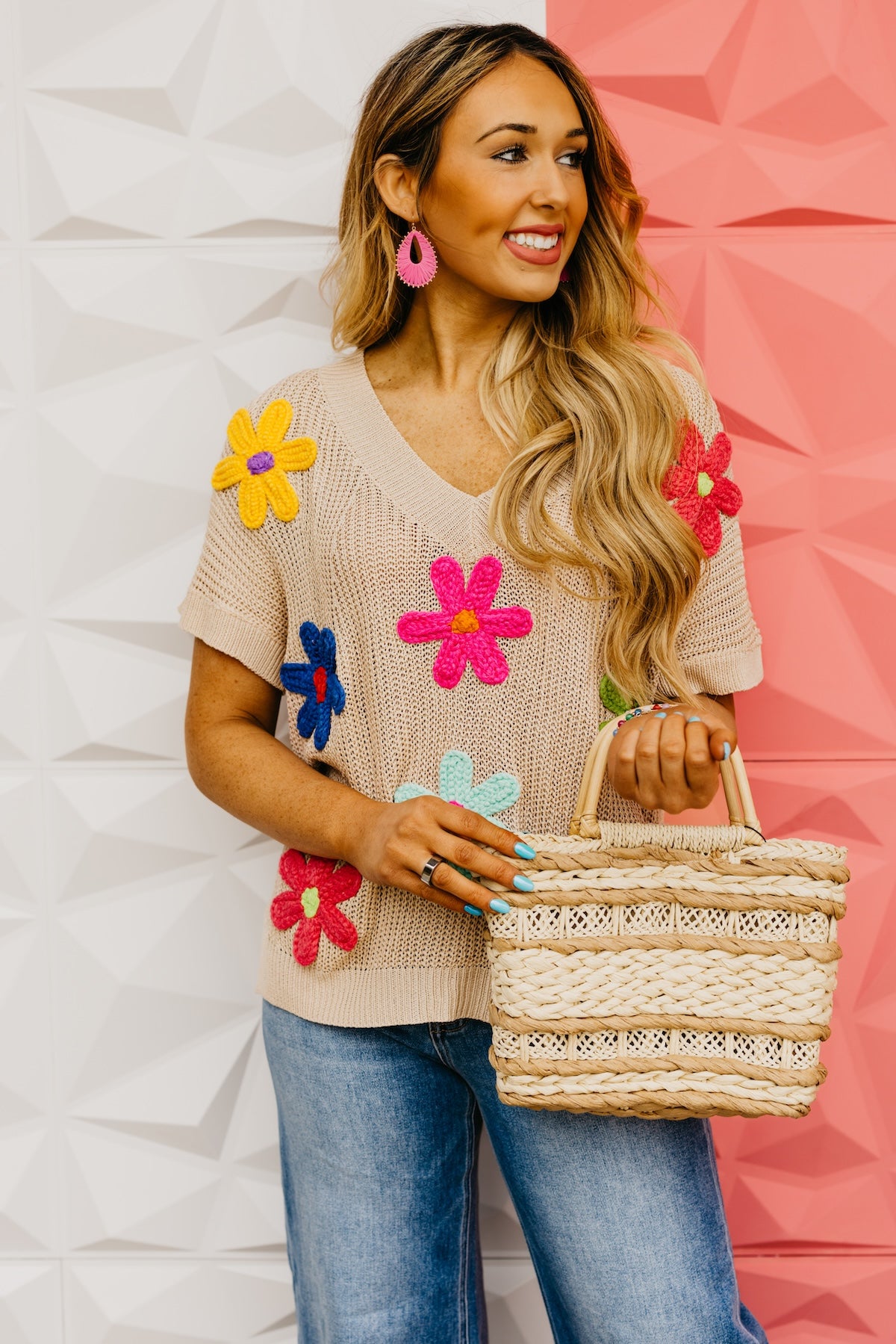 The Emery Floral Crochet Sweater Top