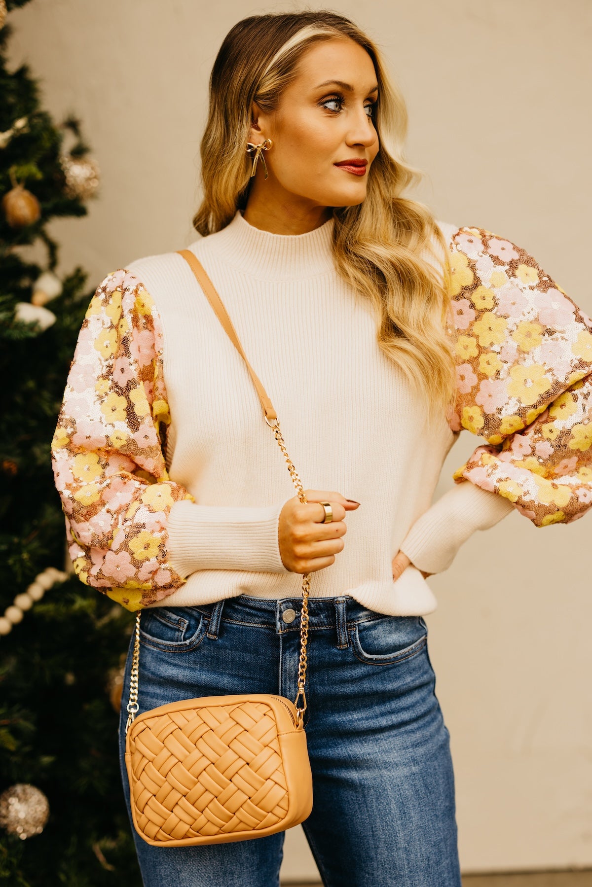 The Jeremiah Floral Sequin Sleeve Sweater