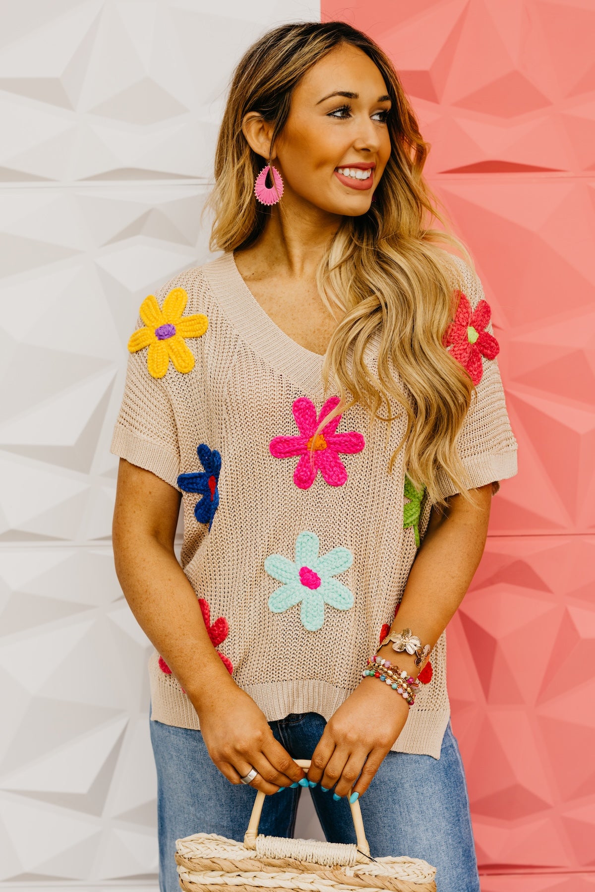 The Emery Floral Crochet Sweater Top