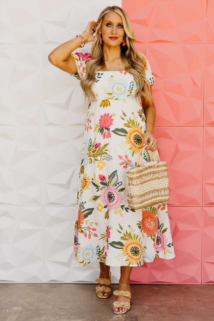 The Madeline Floral Puff Sleeve Midi Dress