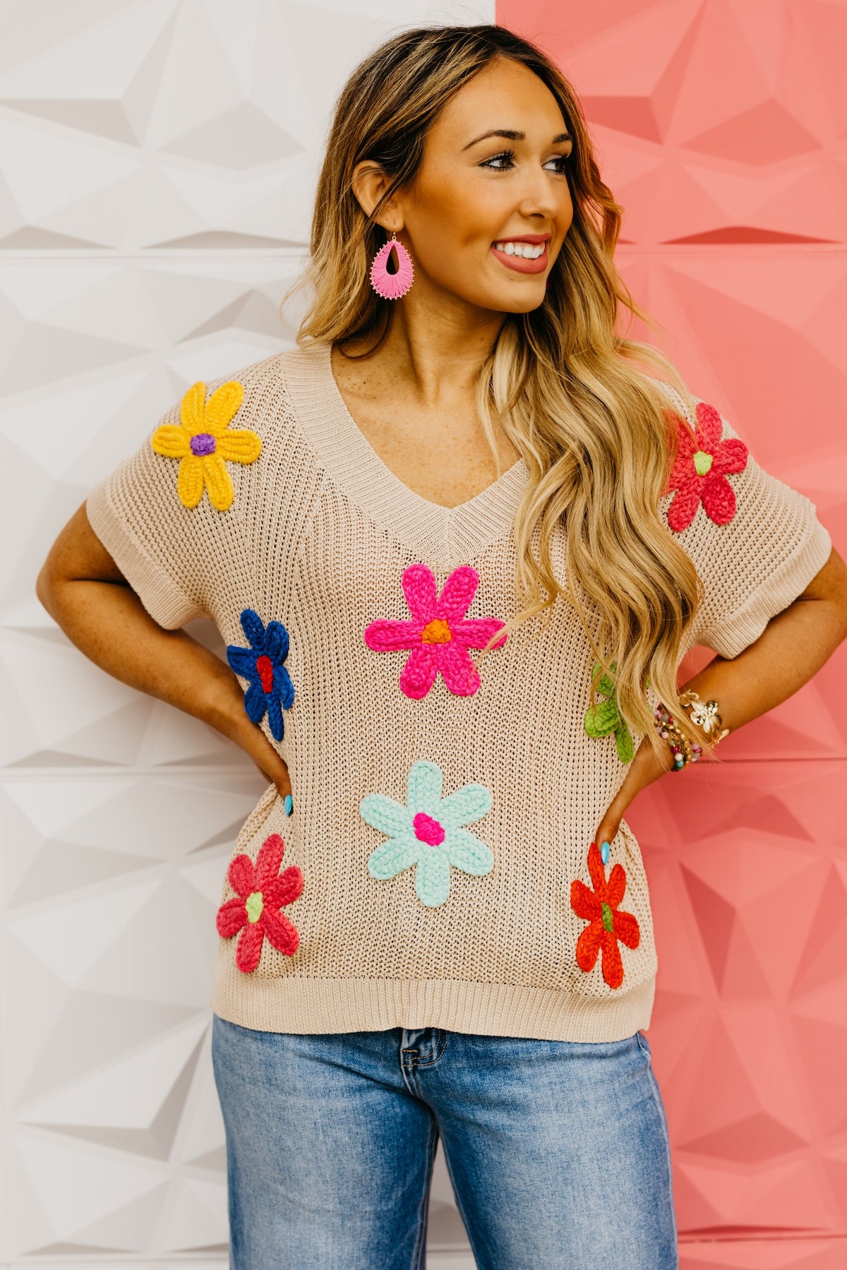 The Emery Floral Crochet Sweater Top