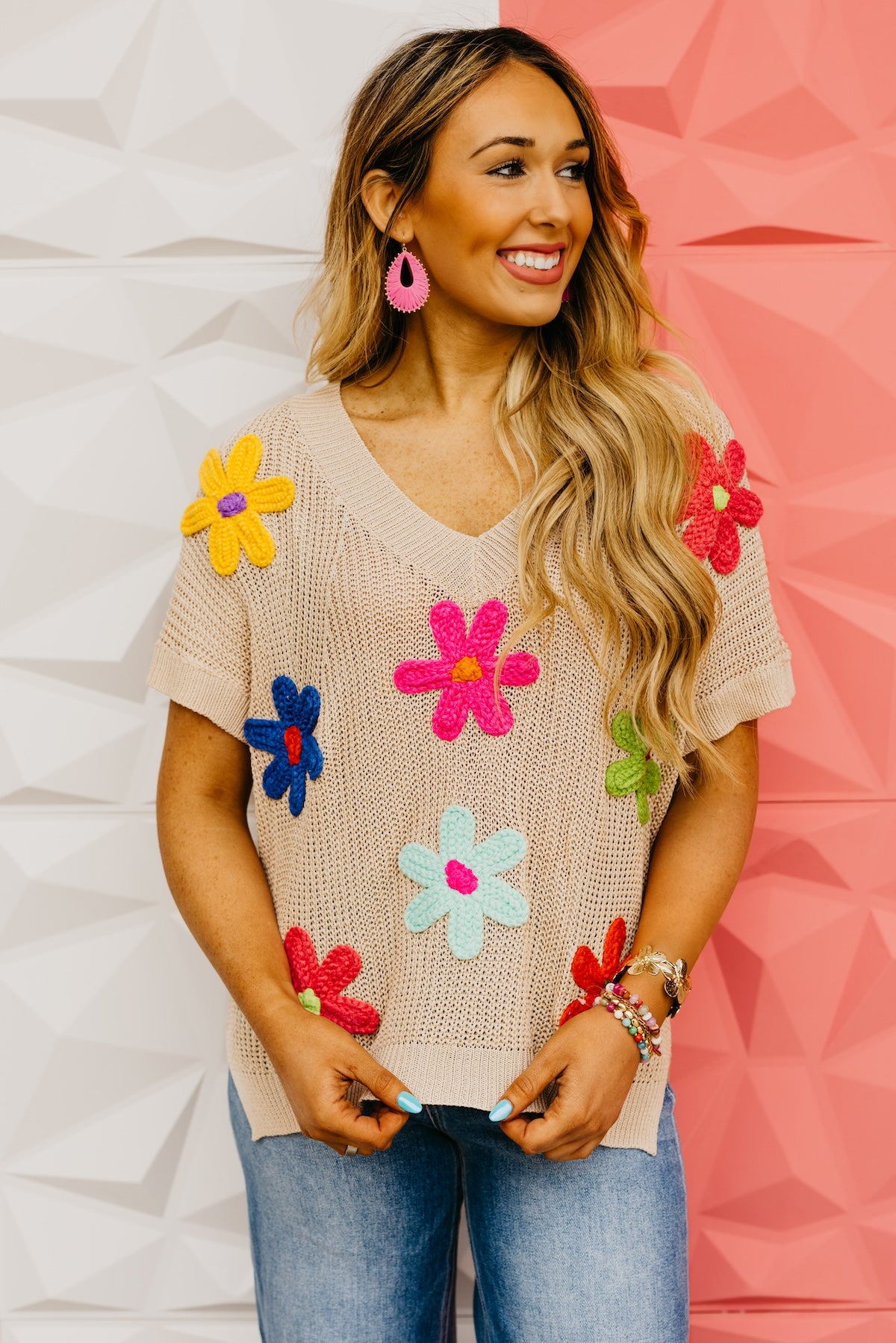 The Emery Floral Crochet Sweater Top