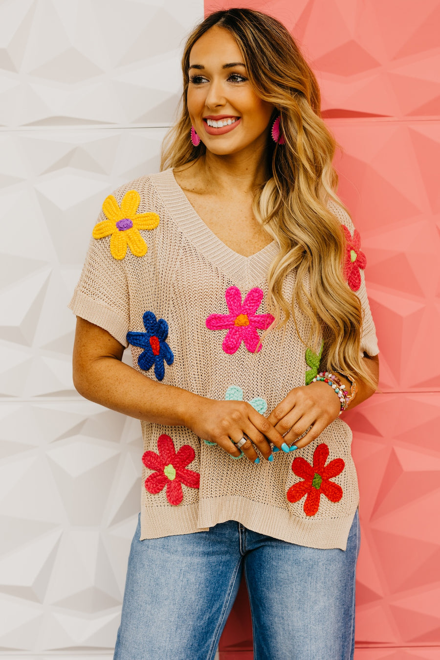 The Emery Floral Crochet Sweater Top