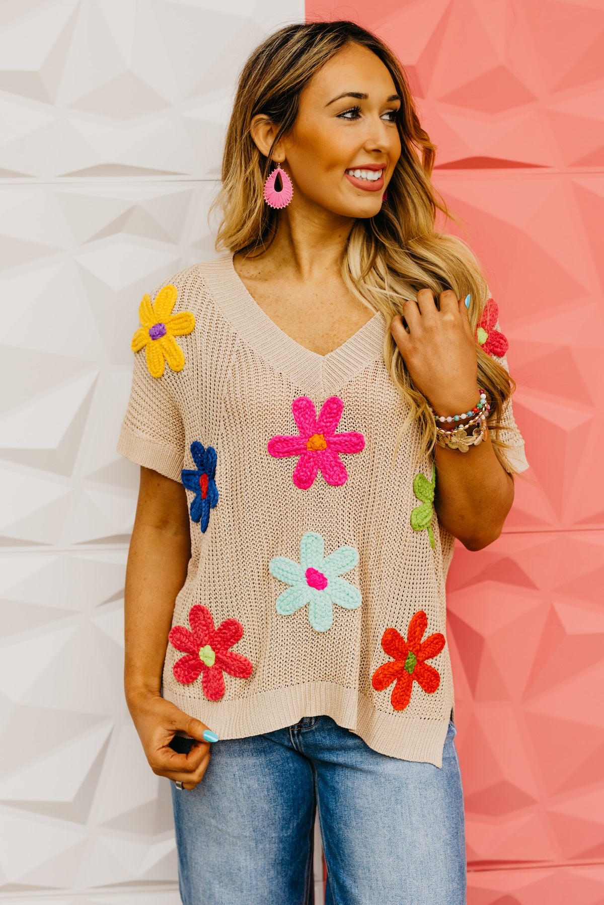 The Emery Floral Crochet Sweater Top