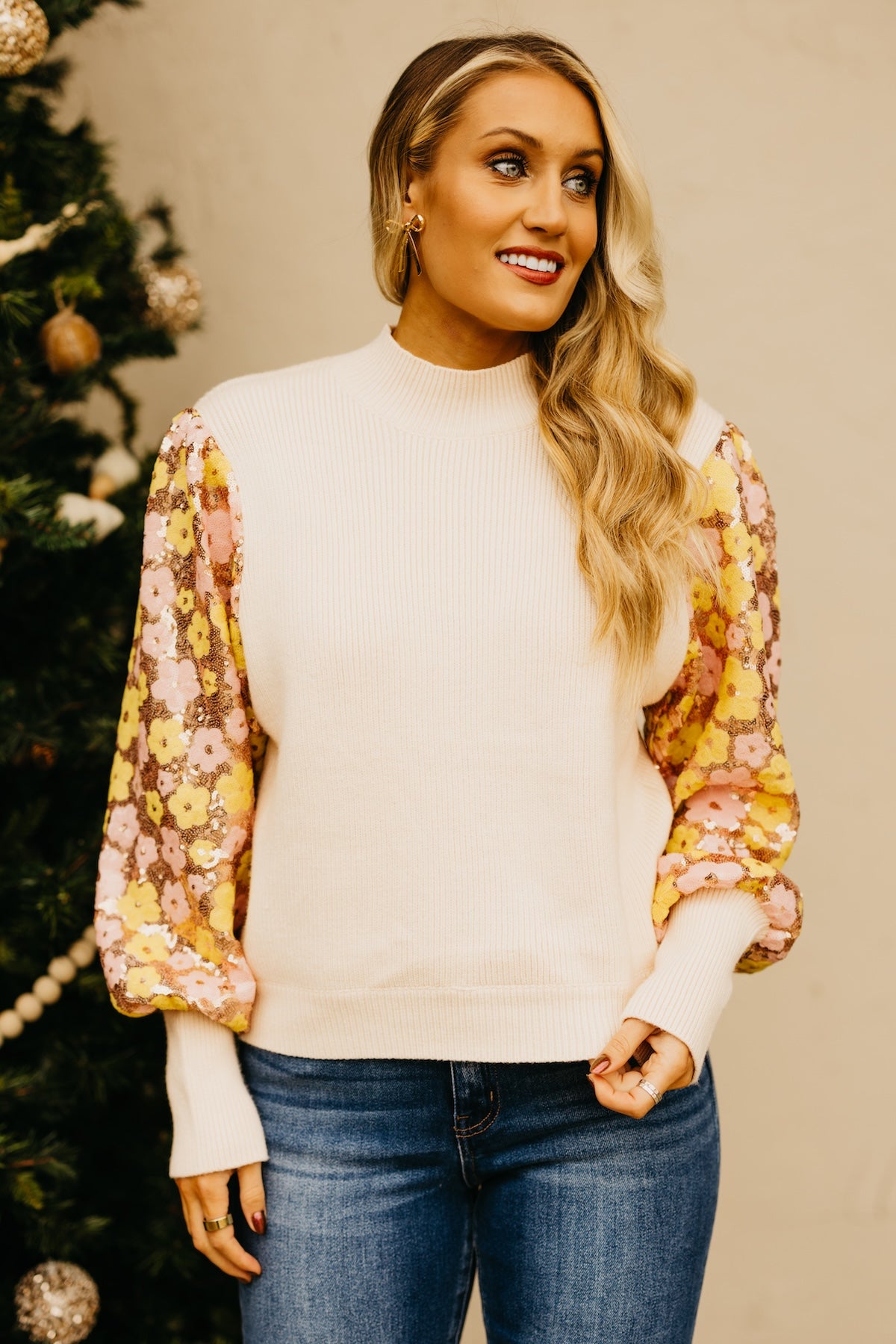 The Jeremiah Floral Sequin Sleeve Sweater