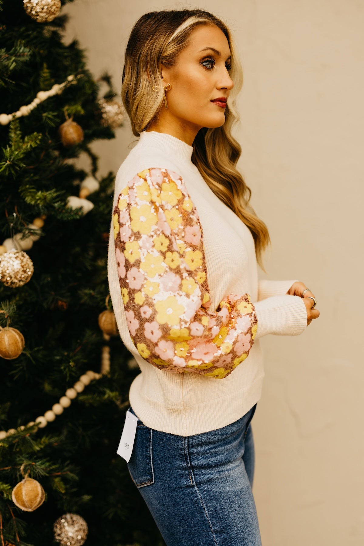 The Jeremiah Floral Sequin Sleeve Sweater