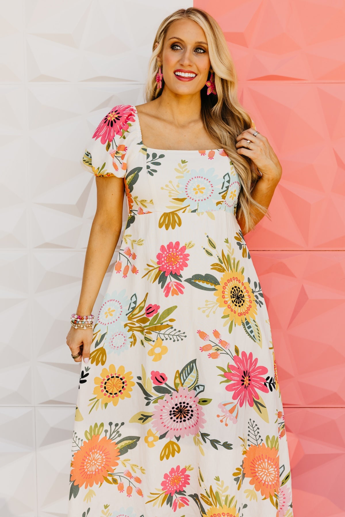 The Madeline Floral Puff Sleeve Midi Dress