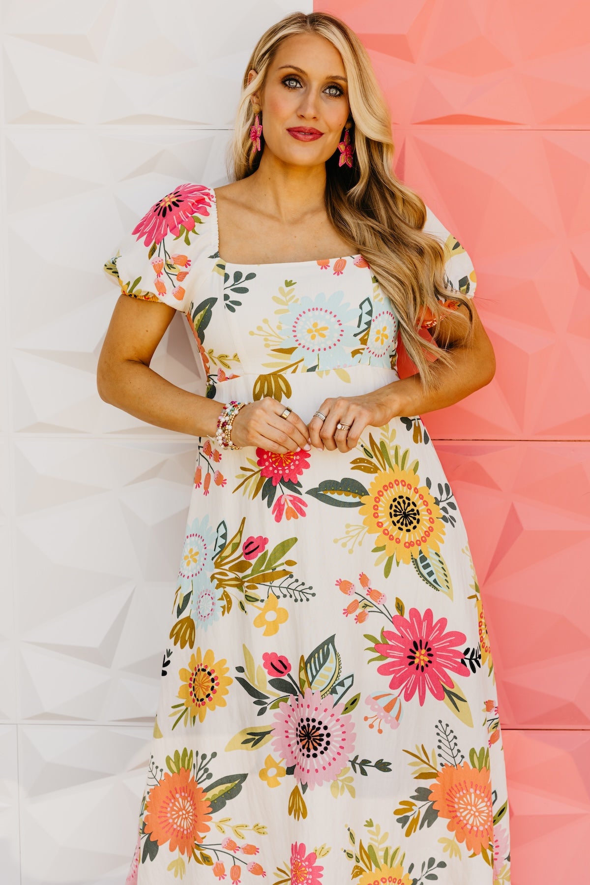 The Madeline Floral Puff Sleeve Midi Dress