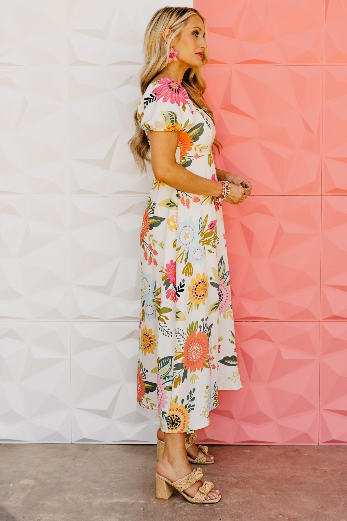 The Madeline Floral Puff Sleeve Midi Dress