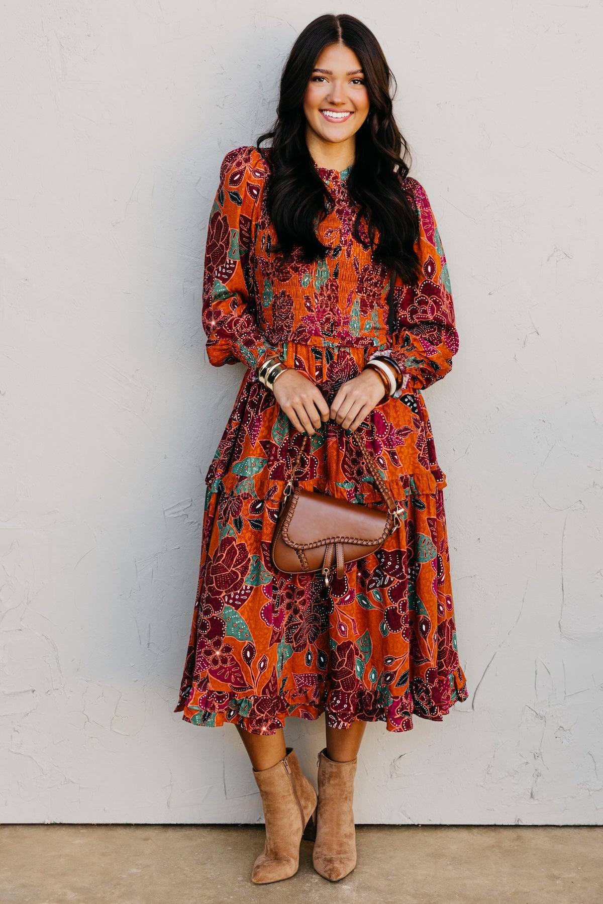 The Marven Floral Smocked Midi Dress