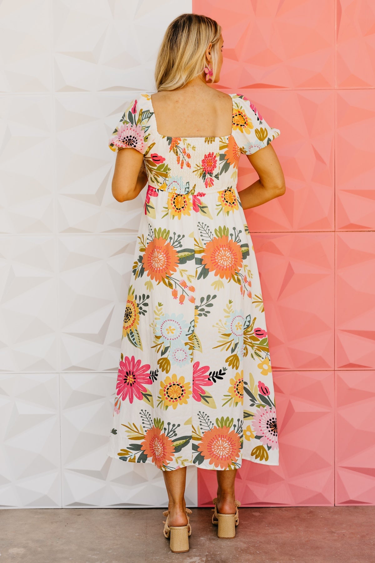 The Madeline Floral Puff Sleeve Midi Dress