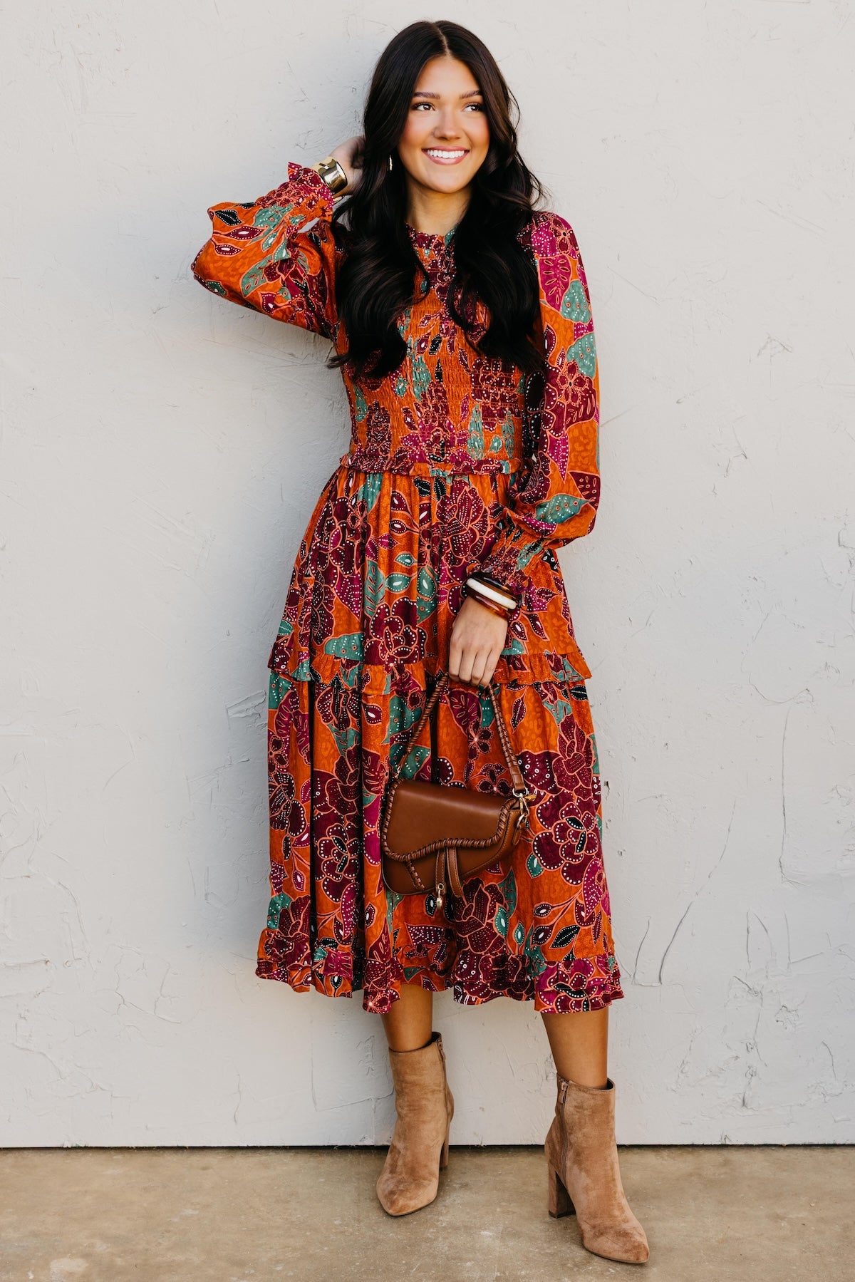 The Marven Floral Smocked Midi Dress