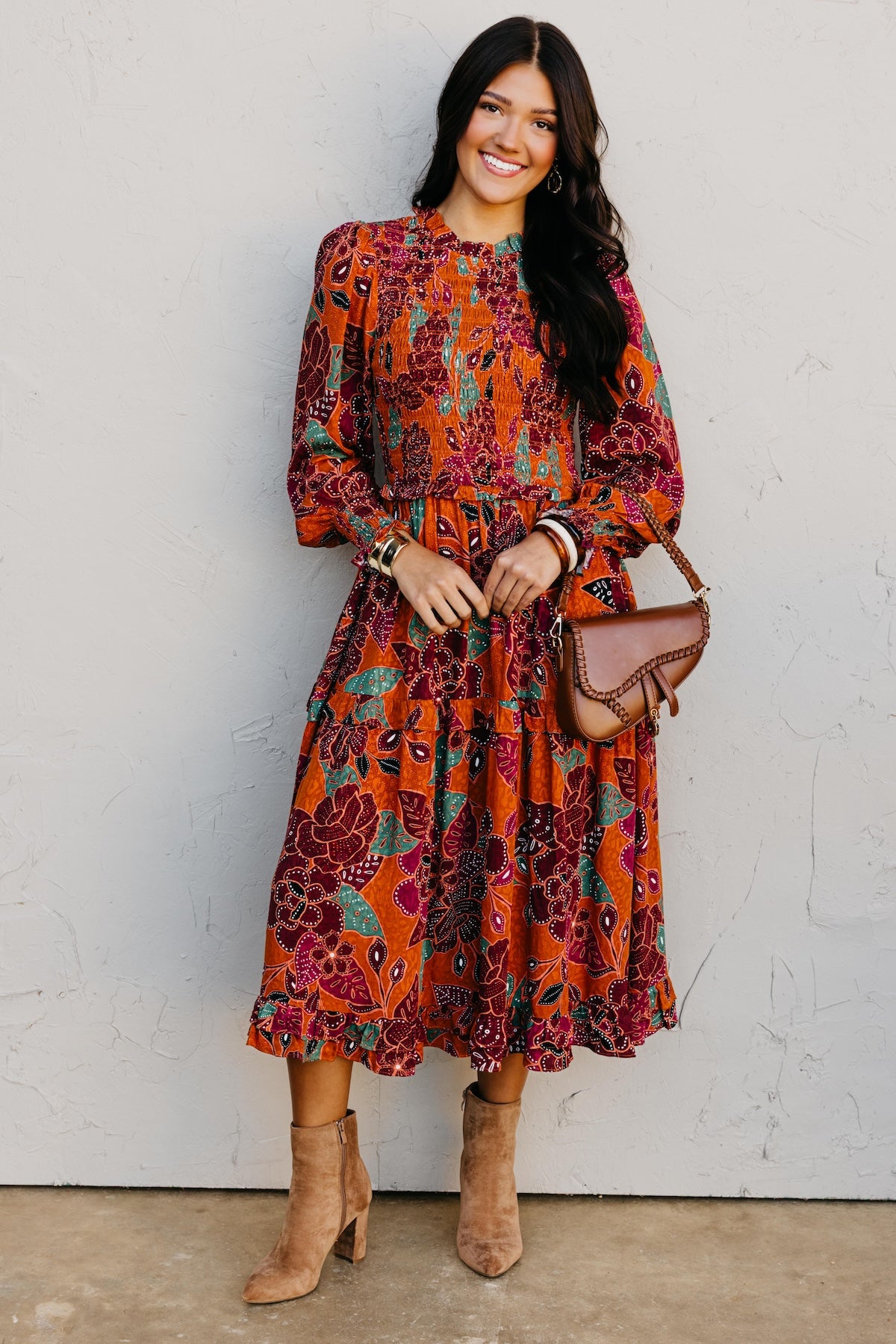 The Marven Floral Smocked Midi Dress