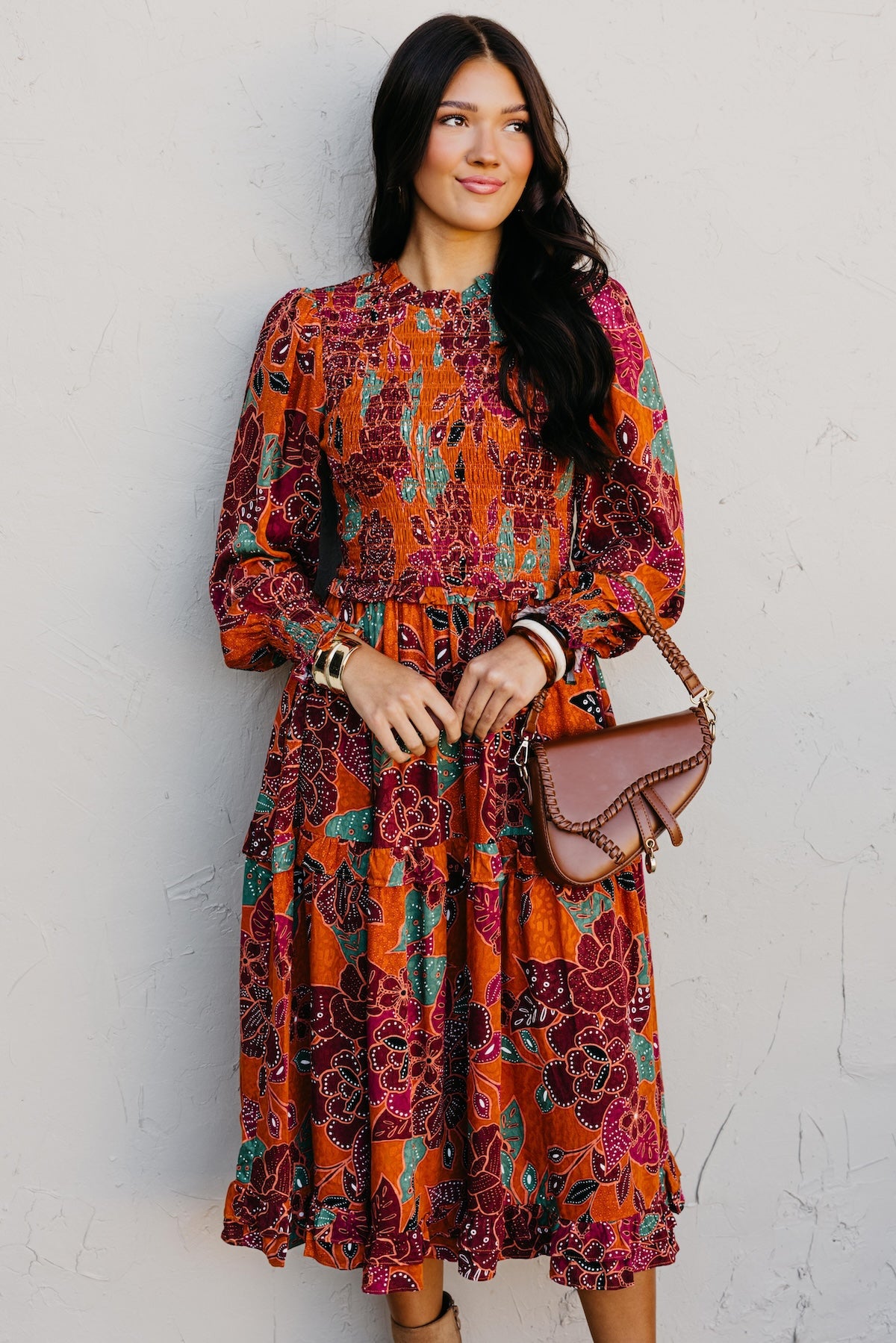 The Marven Floral Smocked Midi Dress
