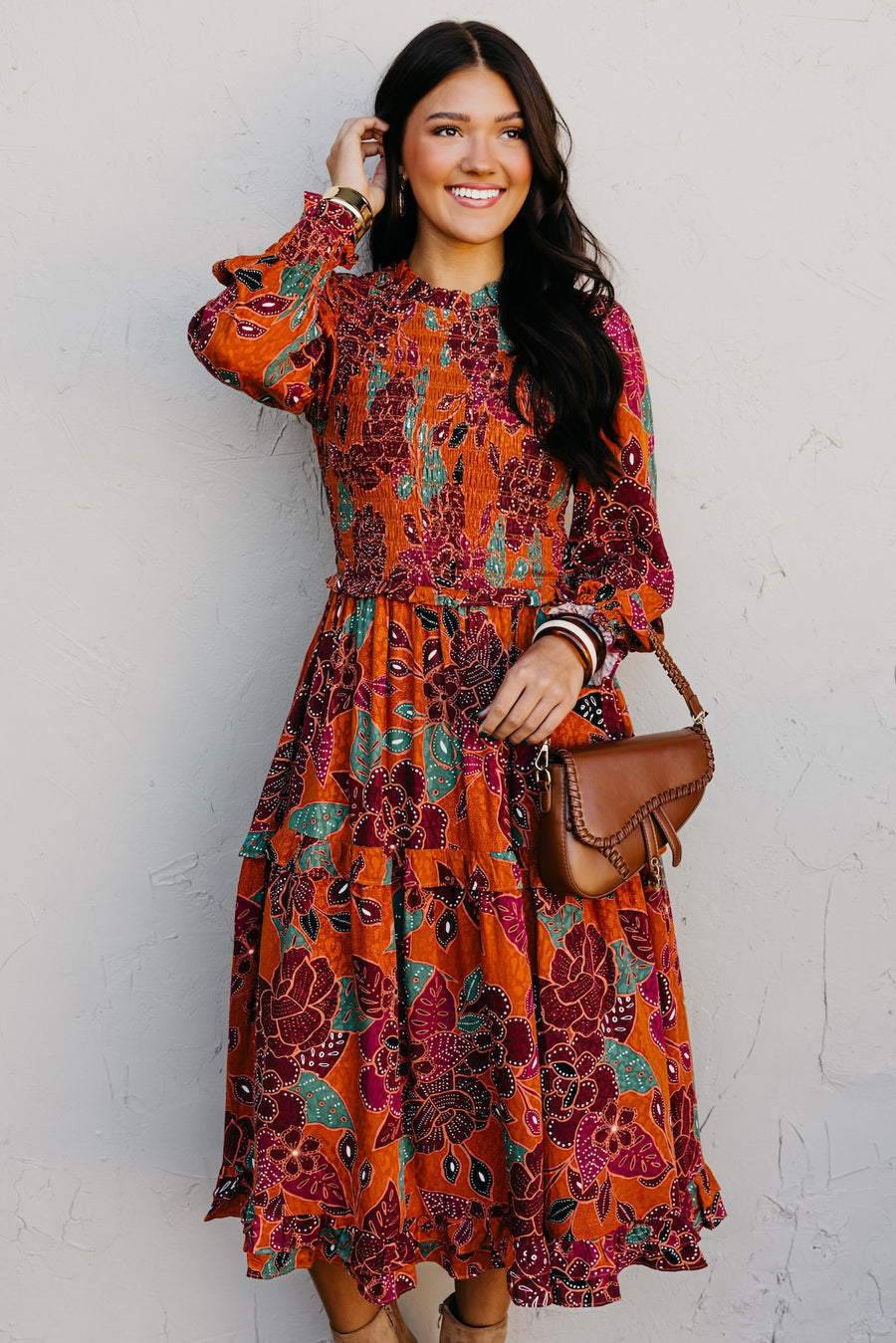 The Marven Floral Smocked Midi Dress