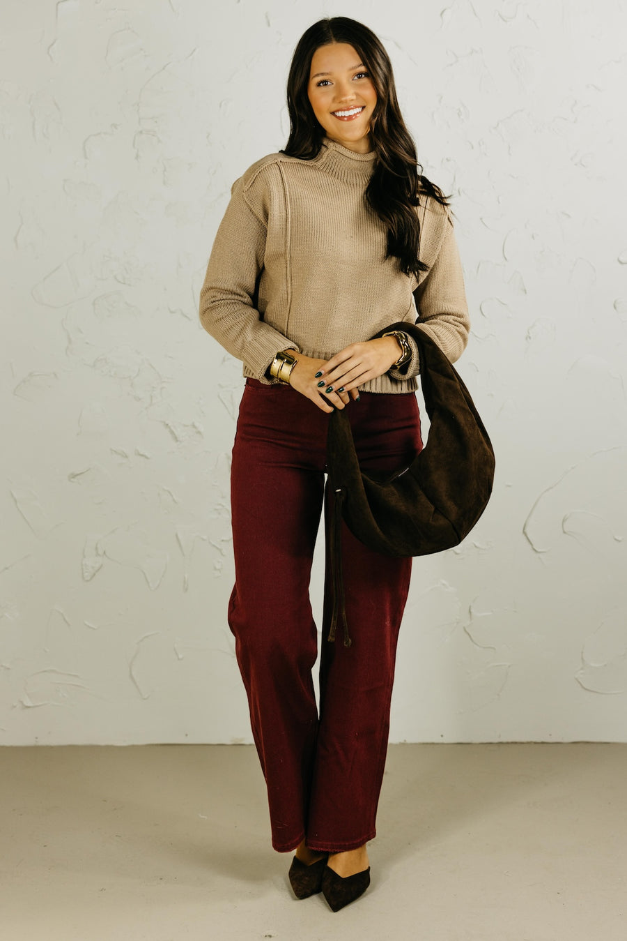 The Abby Reverse Seam High Neck Sweater