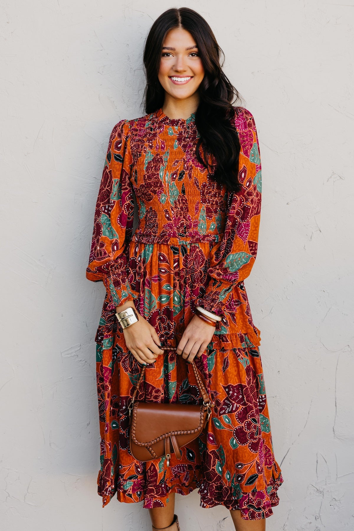 The Marven Floral Smocked Midi Dress