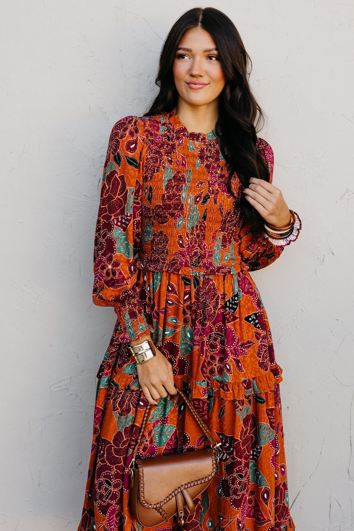 The Marven Floral Smocked Midi Dress