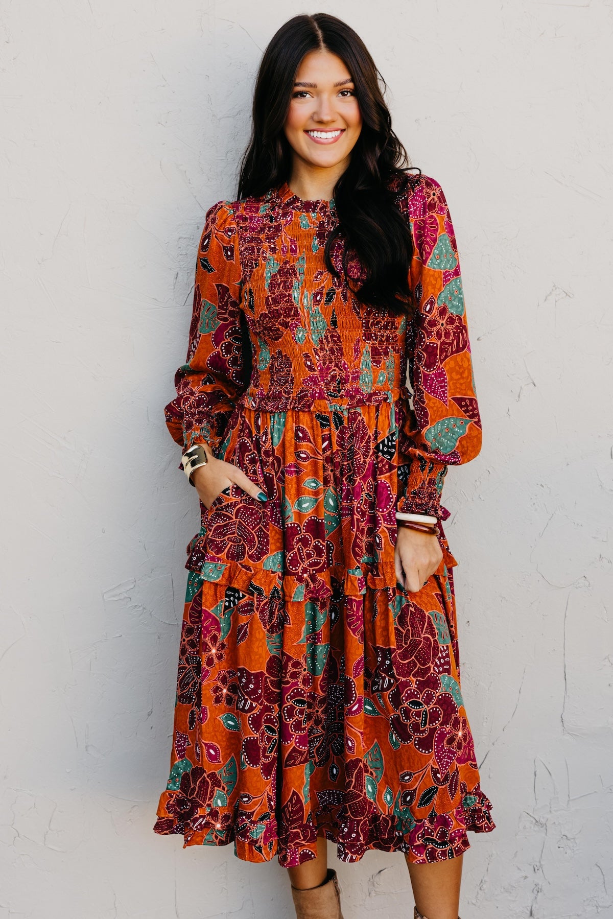 The Marven Floral Smocked Midi Dress