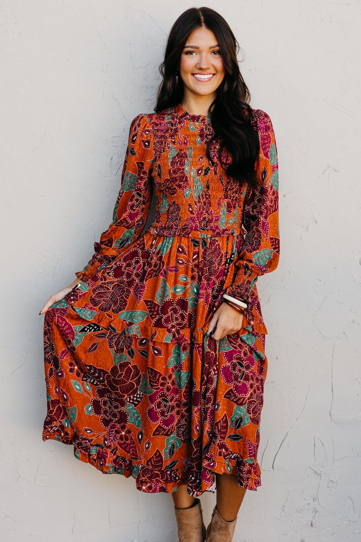 The Marven Floral Smocked Midi Dress