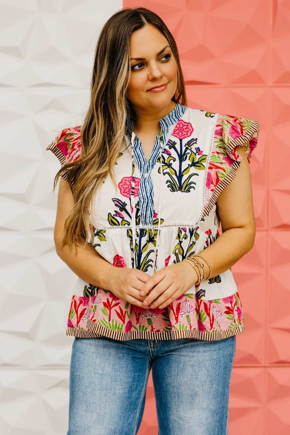 The Uriel Flutter Sleeve Tassel Tie Top