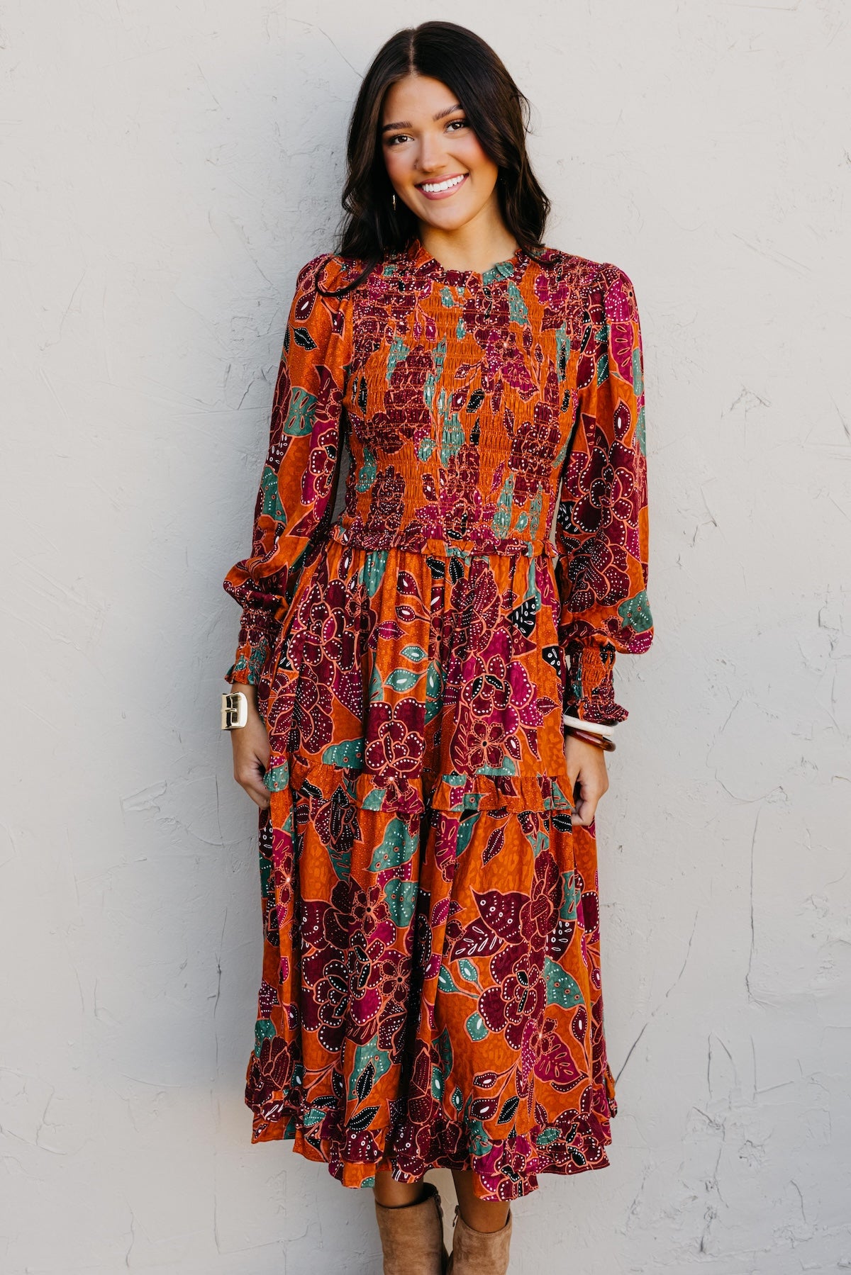 The Marven Floral Smocked Midi Dress