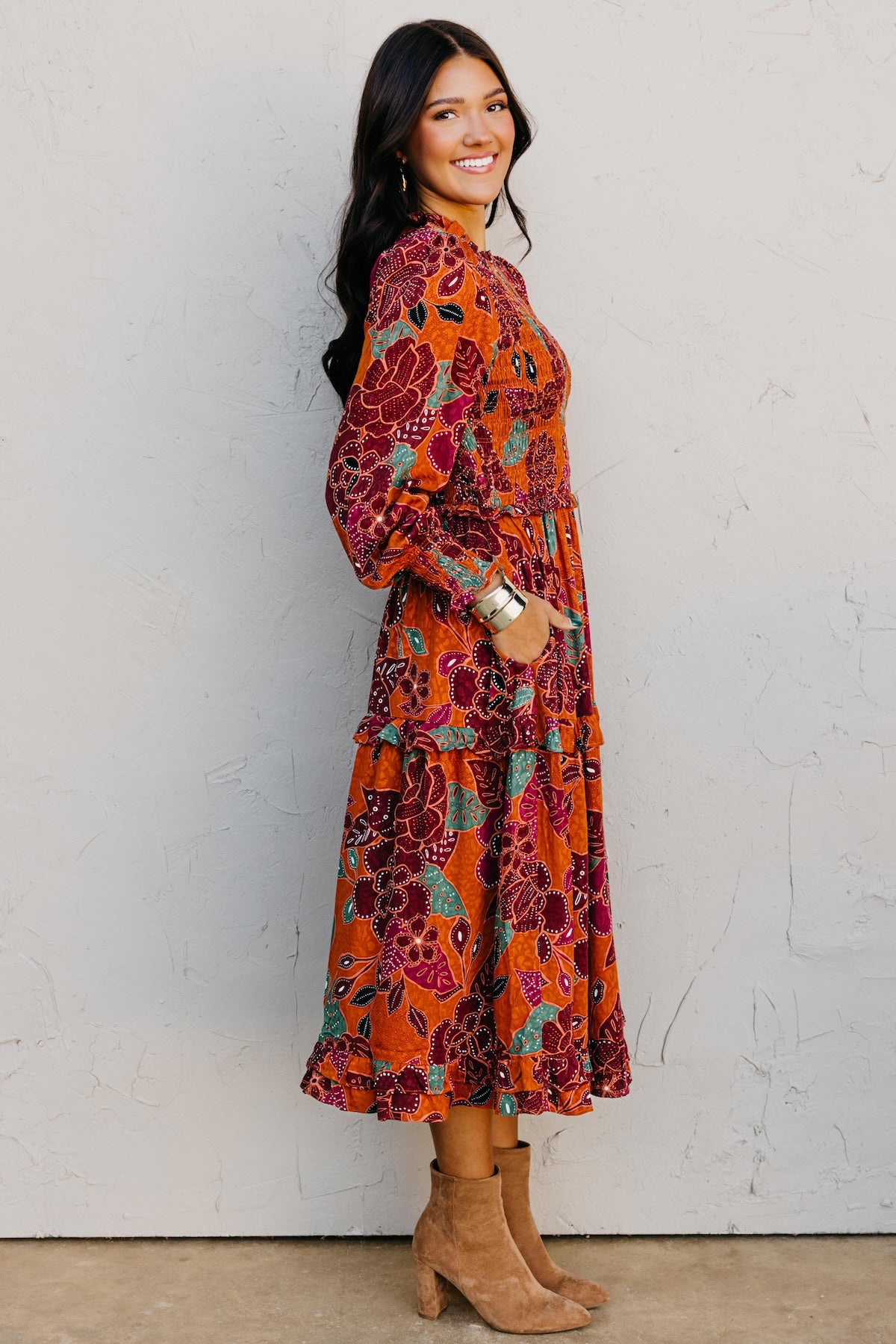 The Marven Floral Smocked Midi Dress