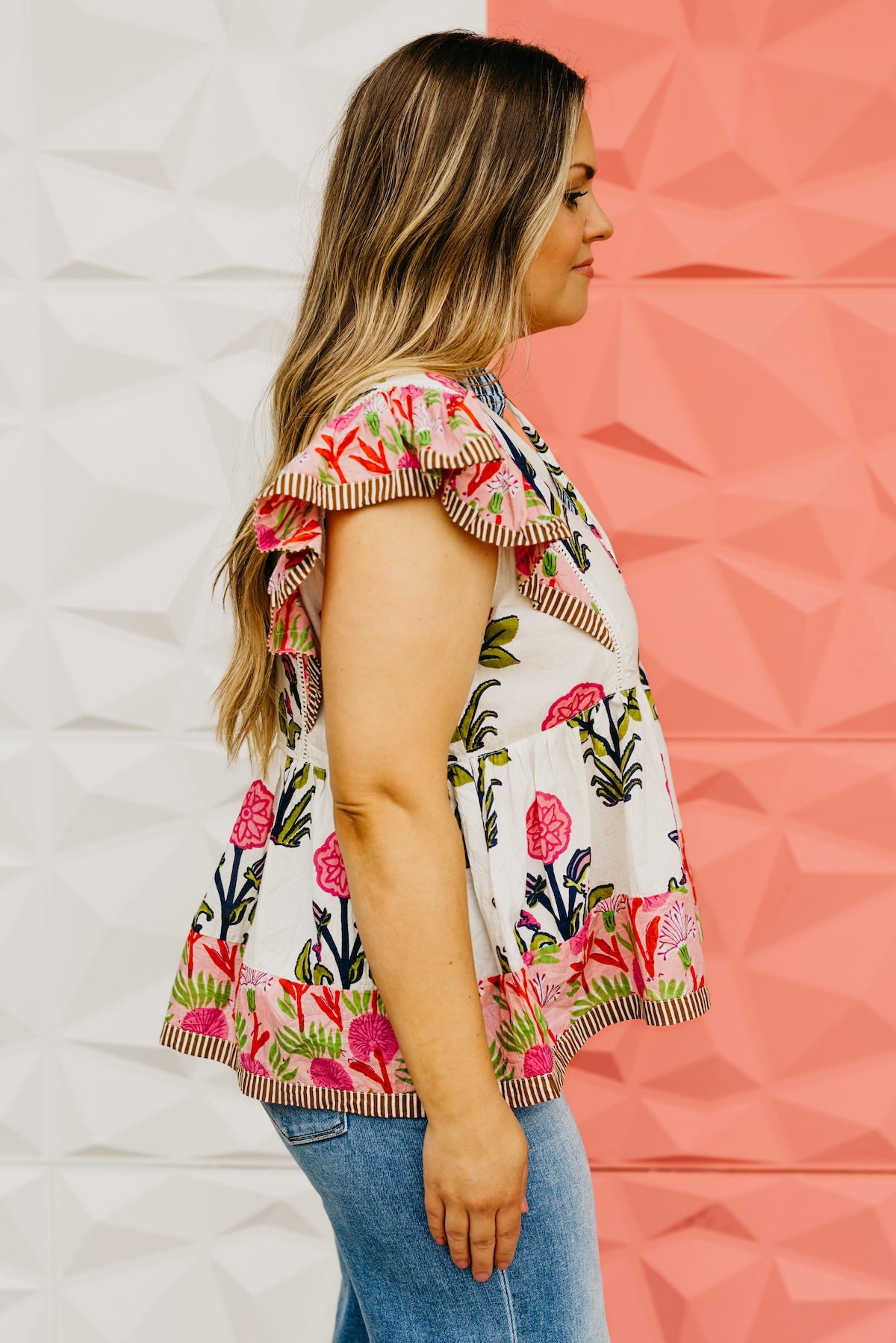 The Uriel Flutter Sleeve Tassel Tie Top